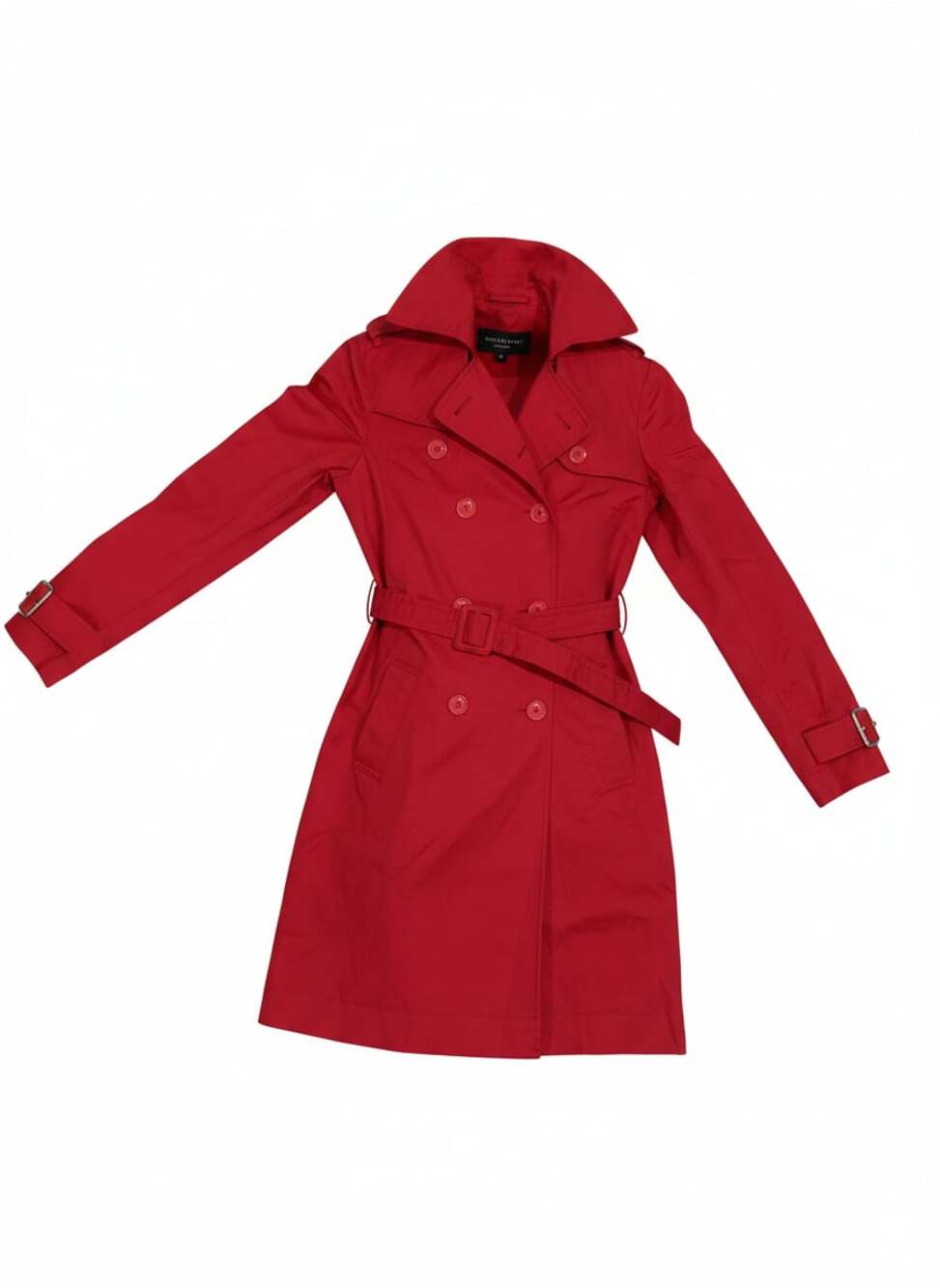 Body by Victoria Red Double-Breasted Trench Coat Size S
